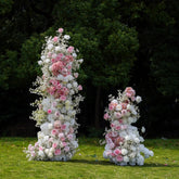 Customized flower backdrop row arch artificial pink flower wedding decoration