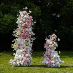 Customized flower backdrop row arch artificial pink flower wedding decoration