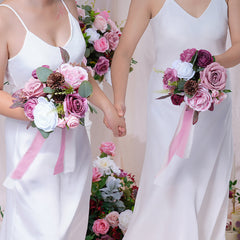 TOPTEN HB001 Artificial Bridal Bouquet 20cm for Wedding Event Decoration