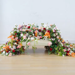 TOPTEN TR020 Artificial Flower Table Runner 350*100cm for Wedding and Events Decoration