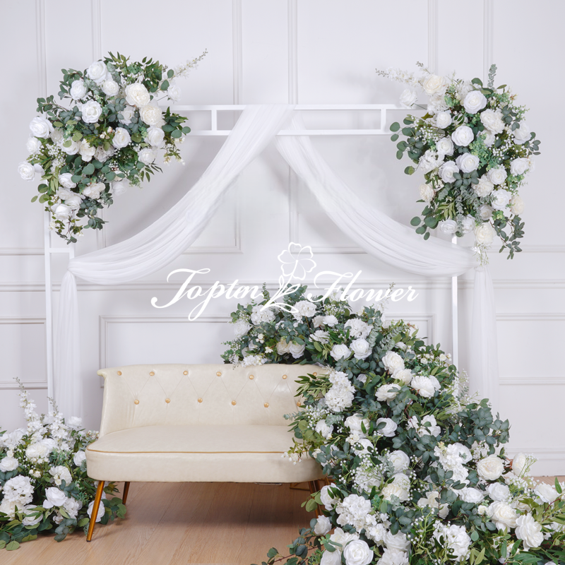 TOPTEN TR019 Artificial Flower Table Runner 240*50cm for Wedding and Events Decoration