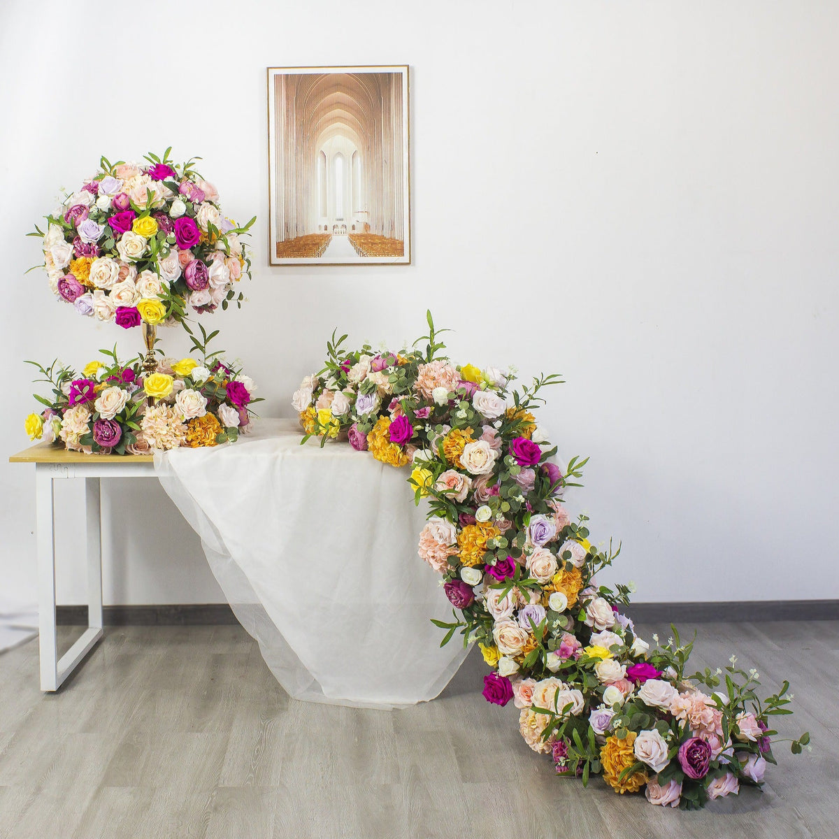 TOPTEN TR009 Artificial Flower Runner 200*45cm for Wedding Event Decoration