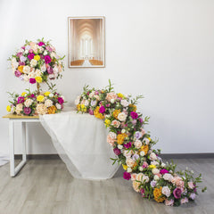 TOPTEN TR009 Artificial Flower Runner 200*45cm for Wedding Event Decoration