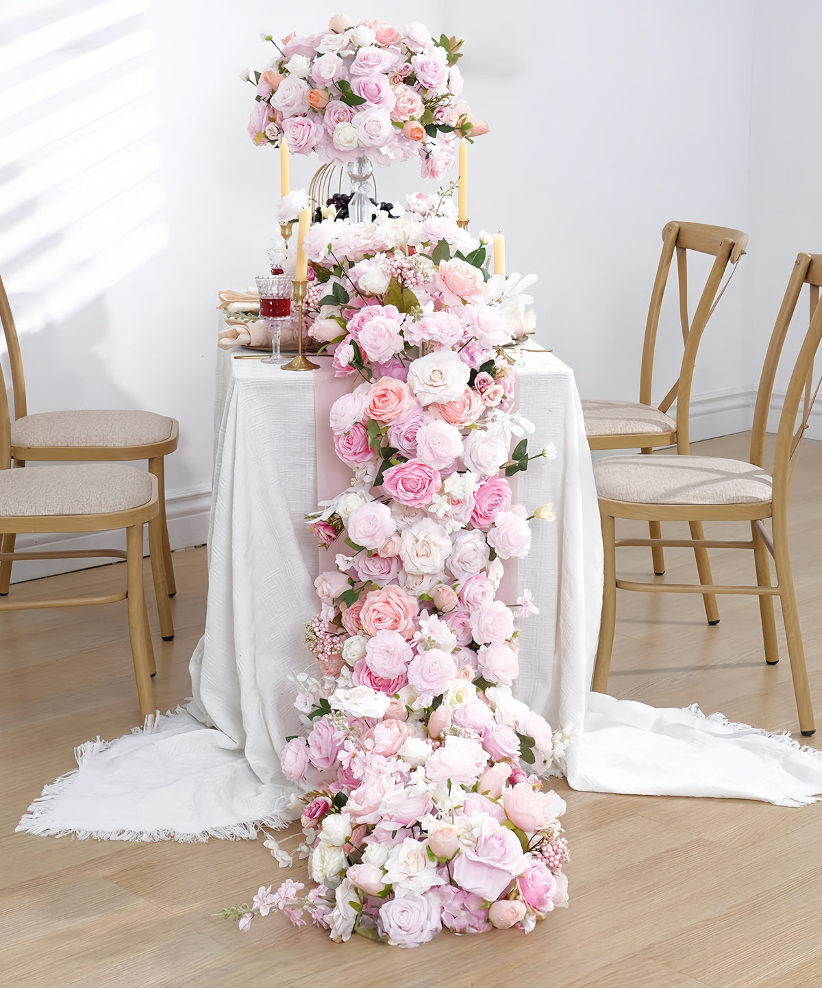 TOPTEN TR016 Artificial Flower Runner 200*40cm for Wedding Event Decoration