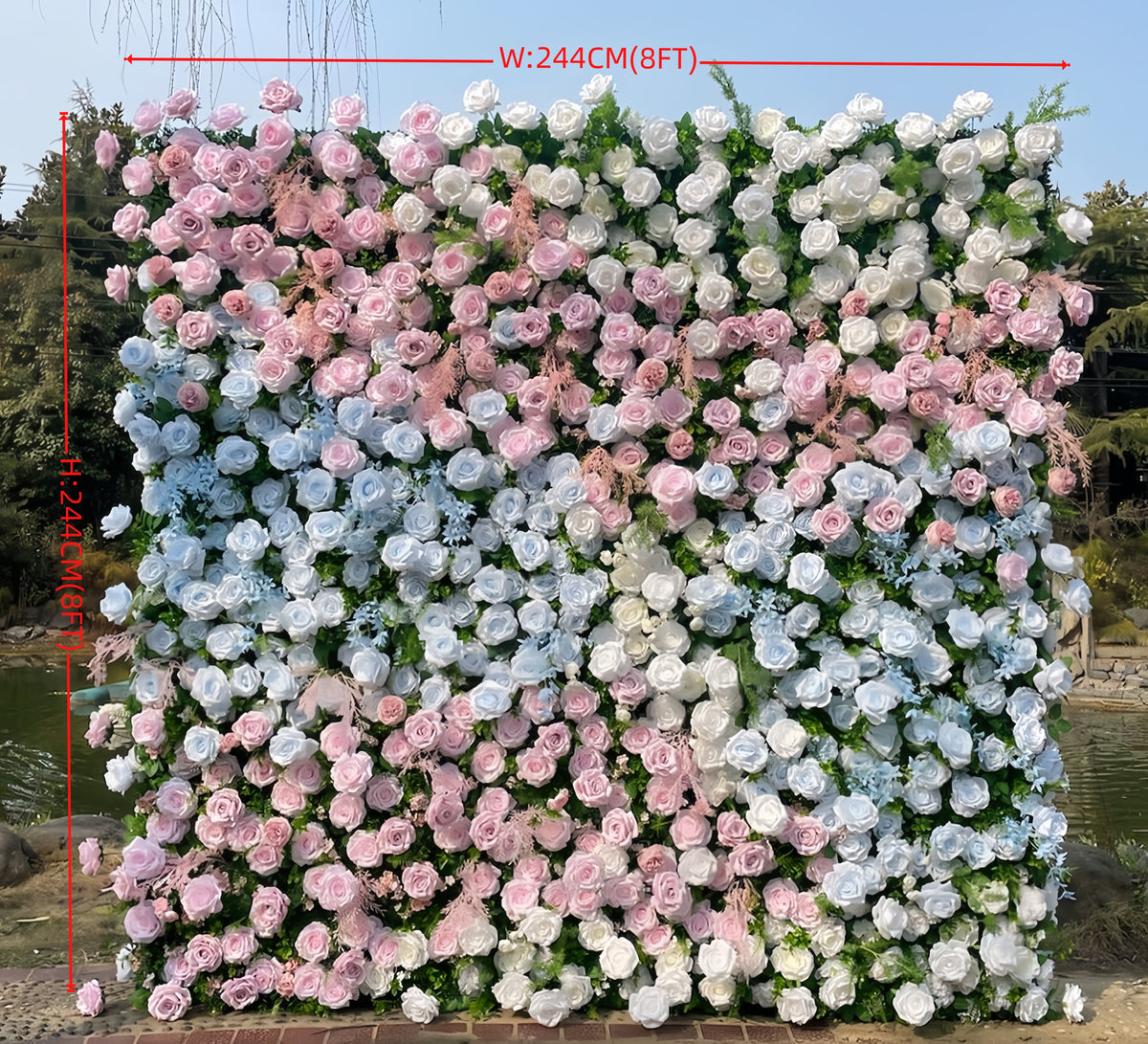 TOPTEN FW006 Artificial Flower Wall 8*8ft for Wedding Party Event Decoration