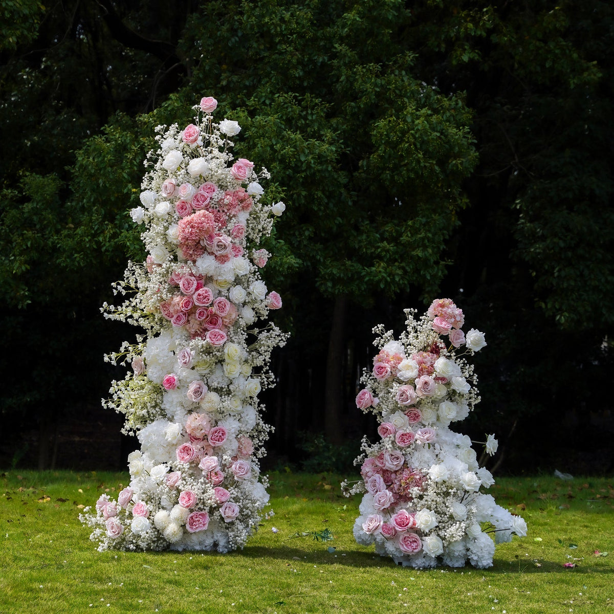 Customized flower backdrop row arch artificial pink flower wedding decoration