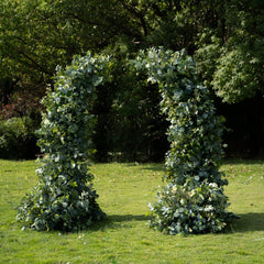 TOPTEN AR008 Ivory Shape Artificial Floral Arch for Wedding Events to Decoration
