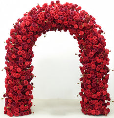 TOPTEN AR022 U-shaped red rose wedding background silk floral arch with frame